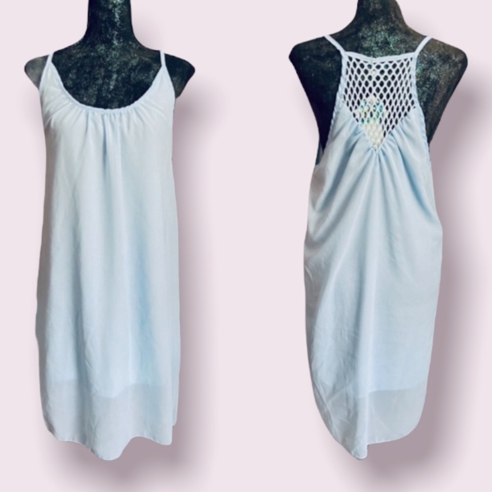Baby Blue Chiffon Sundress with Fishnet Back